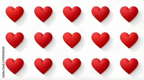 Love's Echo: An array of vibrant red hearts on display, reflecting the deep emotion of affection. A visual representation of romance and passion.