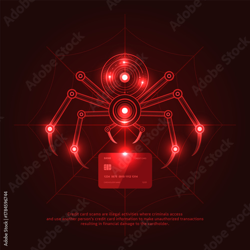 Vector Fraud Scam Cybercrime Hacker Security Identity Theft Digital Online Credit Card Data Danger Warning Phishing