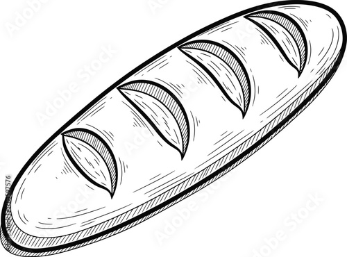 Hand drawn baguette bread illustration loaf bakery food sketch vector eps silhouette