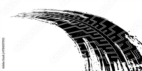 Tire mark. Car and motorcycle tire track vector set. Truck tread mark on the road concept. Vector tire mark from different tread type of car and moto wheel