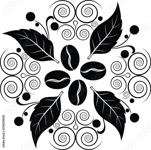 Coffee beans floral design vector illustration for cafe and restaurant eps silhouette