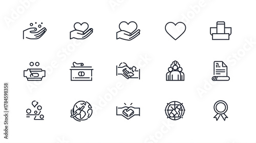 The Essence of Generosity: a visual narrative of altruism and compassion, illustrating acts of kindness, and selflessness through icon design