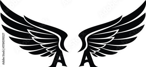 Black wings vector graphic design angel wings illustration tattoo art eps silhouette