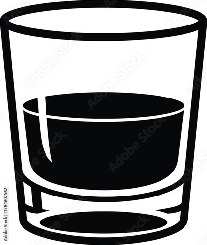 Isolated glass of whiskey vector illustration drink alcohol beverage eps silhouette