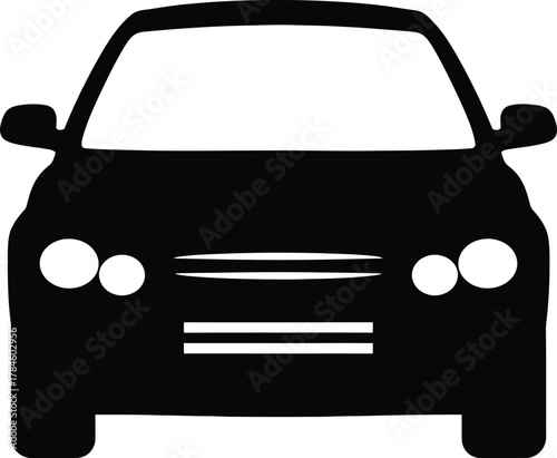 Car front view black silhouette vector illustration automotive design eps