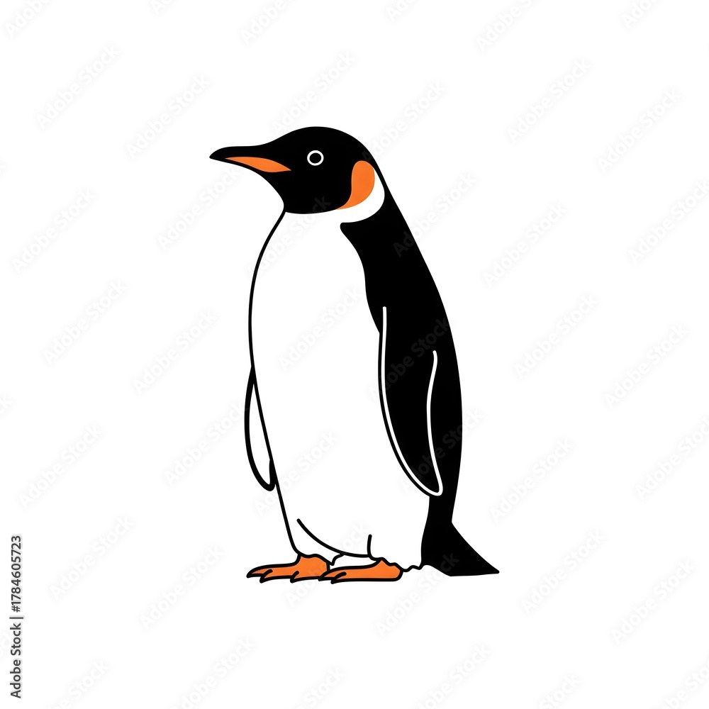 Obraz premium Minimal Penguin Vector Illustration — Cute Black and White Penguin Design on White Background