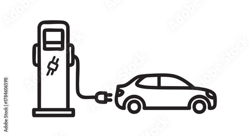 24. electric vehicle charging station outline icon vector
