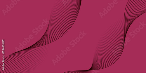 Luxury burgundy silk fabric with velvet texture and elegant flowing waves modern line wave art pattern