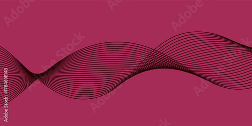 Luxury burgundy silk fabric with velvet texture and elegant flowing waves modern line wave art pattern