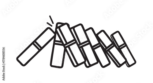 39. domino effect chain collision outline icon vector
