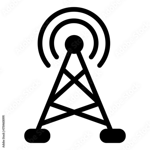 Television antenna solid icon, osint analytics concept. Vector graphics. Radio transmission tower, technology sign on white background, style icon mobile or web design.