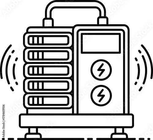 Portable power generator outline icon for electricity and energy needs eps silhouette