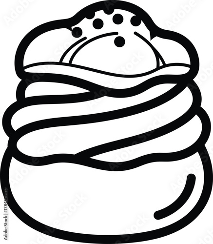 Isolated vector illustration of a cream puff pastry dessert outline eps silhouette
