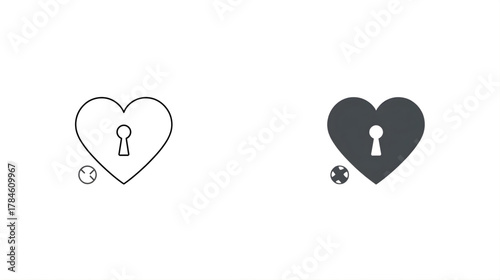Key to Love: Minimalist representation of love with heart and keyhole, subtly symbolizing a secure and cherished emotion.