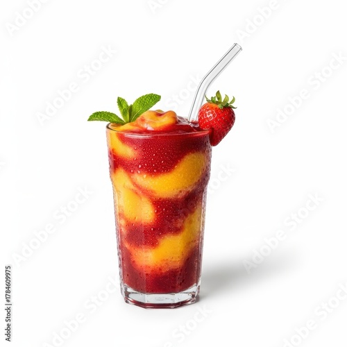 fruit smoothie, isolated on white background, stock photography
