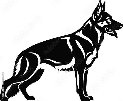 Black german shepherd dog vector illustration pet animal design breed eps silhouette