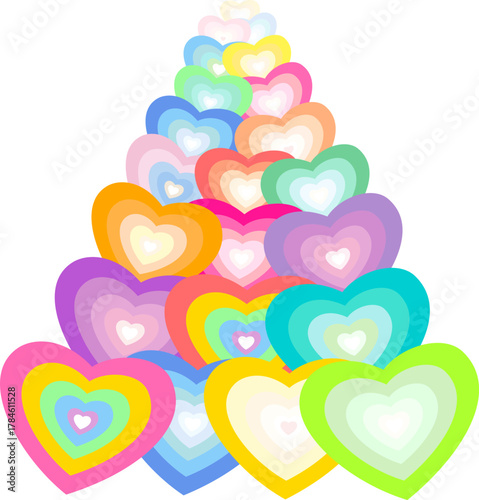 Colorful Layered Heart Pile – Cute and Cheerful Illustration for Birthday and Everyday Gifts