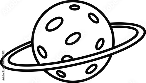 Planet with rings vector illustration astronomy space cosmos outline eps silhouette