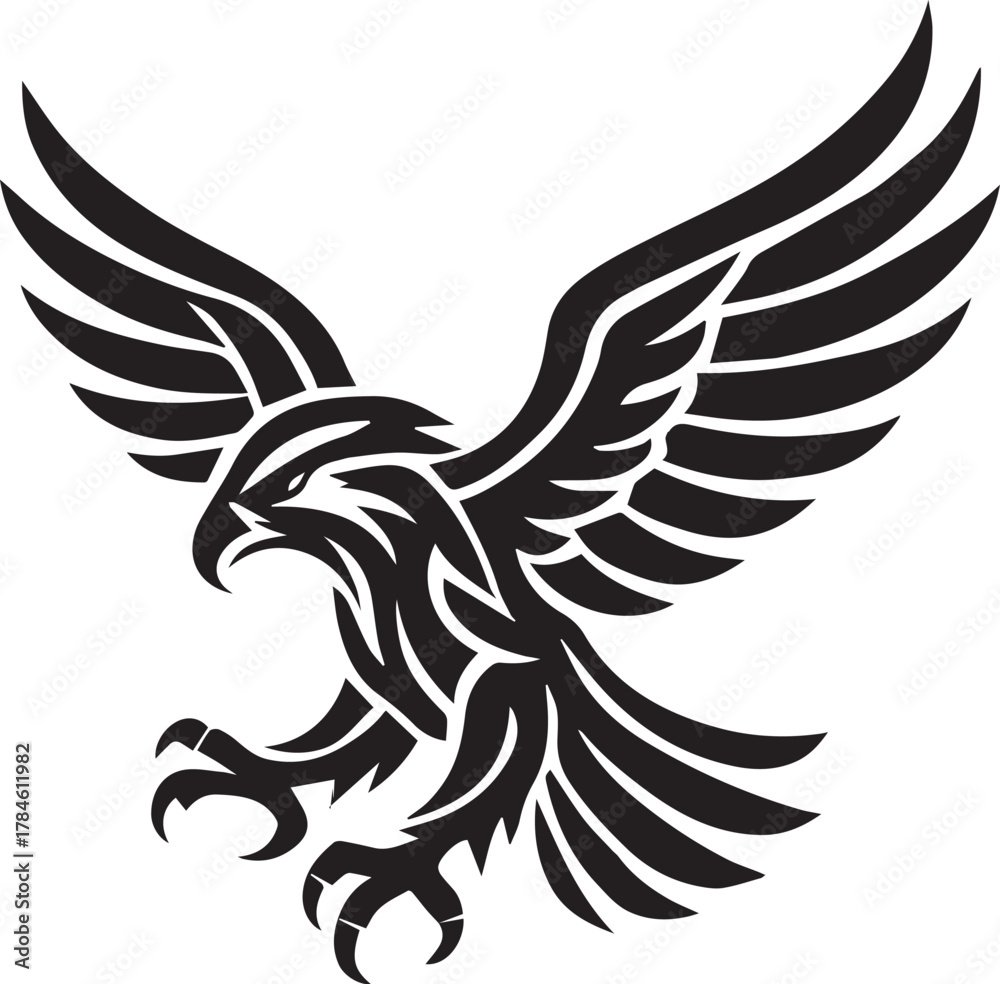 Fototapeta premium Tribal tattoo design of an eagle in flight representing freedom and strength.