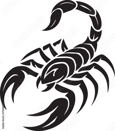 Tribal tattoo design of a scorpion symbolizing defense and resilience.