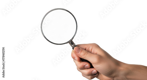 Hand holding a round mirror isolated on transparent background