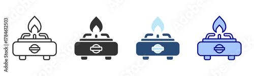 Stove Icon Set. Designed In Multi Style