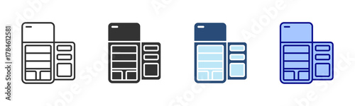 Fridge Icon Set. Designed In Multi Style