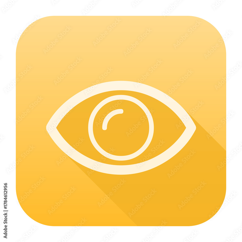 Obraz premium Eye Outline Icon in Yellow Square
