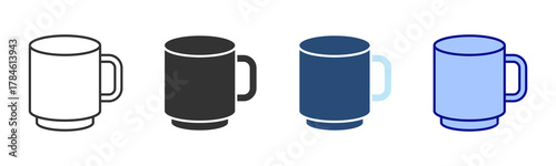 Mug Icon Set. Designed In Multi Style