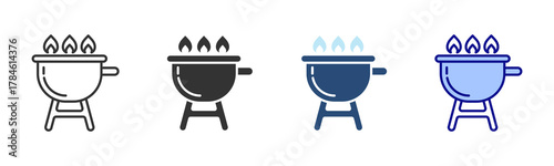 Grill Icon Set. Designed In Multi Style