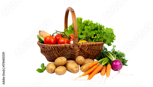 Foto fresh vegetables in basket png isoleted on a transparent background