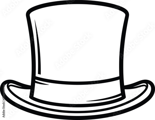 Top hat vector illustration, vintage gentleman hat outline clip art icon eps silhouette