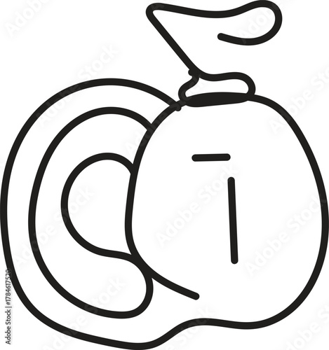 Minimalist Line Art Icon of a Behind-the-Ear Hearing Aid Device and Human Ear for Audiology