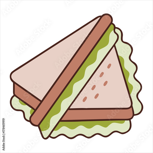 Sandwich Cut in Half with Lettuce and Tasty Filling on White Background is Ready to Serve for Lunch