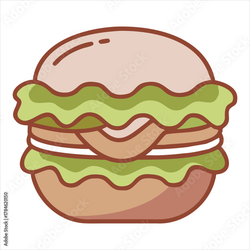 Delicious burger with fresh lettuce cheese and buns perfect for lunch or dinner time meal in fast food style