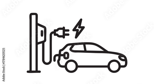 24. electric vehicle charging station outline icon vector
