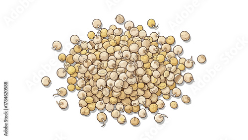 A pile of small round offwhite and yellow grains