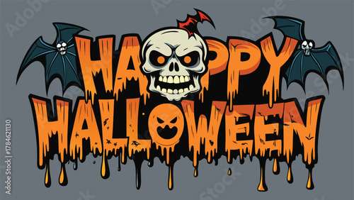 Halloween-themed vector clipart featuring pumpkins, ghosts, and bats in vibrant colors..eps