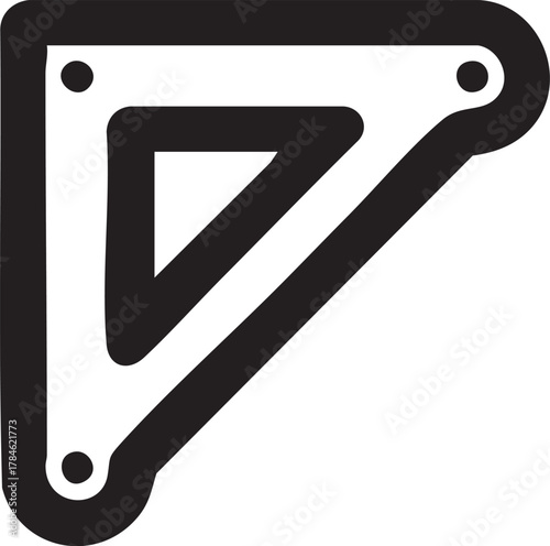 Right triangle ruler vector icon - drafting tool, geometry, measurement eps silhouette