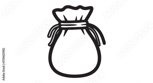 44. dice bag with drawstring outline icon vector
