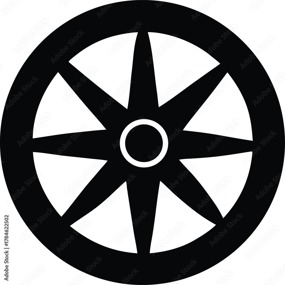 Obraz premium Wheel with Spokes Silhouette