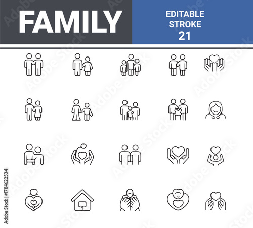 people icon,outline icons including user profiles, male and female faces, people, identity, account icons, and human figures. Woman and man face line icons.