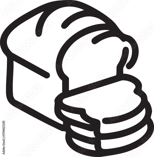 Bread loaf vector icon: sliced bread illustration for bakery and food design eps silhouette