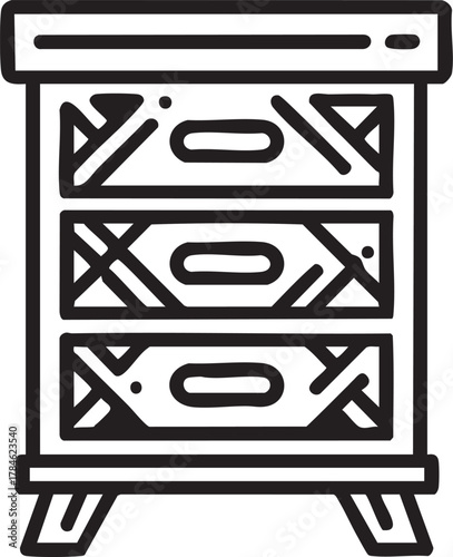 Vector chest of drawers icon: furniture, storage, and organization eps silhouette