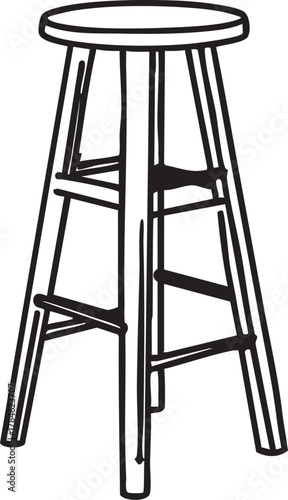 Bar stool vector illustration: black and white line art eps silhouette