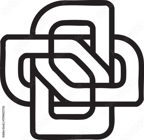 Abstract interlocking shapes vector graphic - black and white design eps silhouette