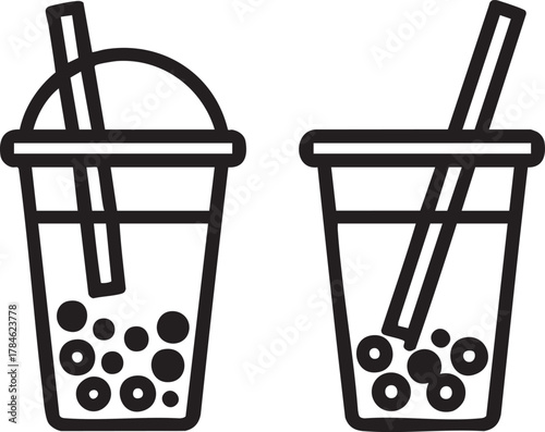 Boba tea vector: bubble tea icon, milk tea graphic, tapioca pearl clipart eps silhouette