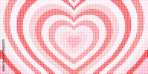 Heart dot background. Hearts comic. Halftone fade border. Pop art halfton. Screentone fading pattern. Cartoon love patern. Faded groovy texture. Fades hearth bg. Effect gradient. Vector illustration