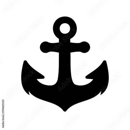 Simple black anchor illustration on white background, used in maritime industry