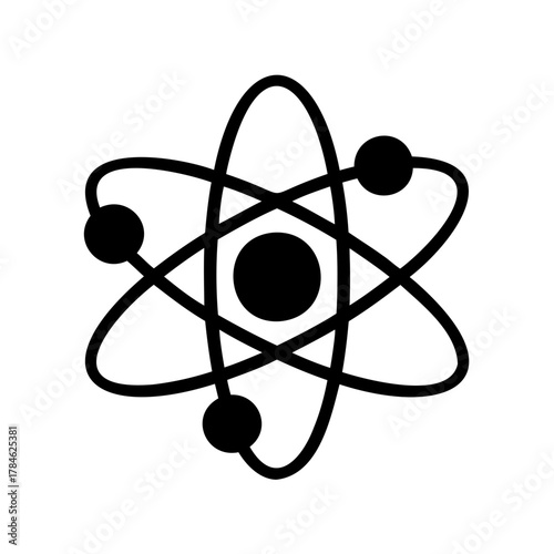 Stylized atom icon showcasing electrons orbiting the nucleus in a simplified manner